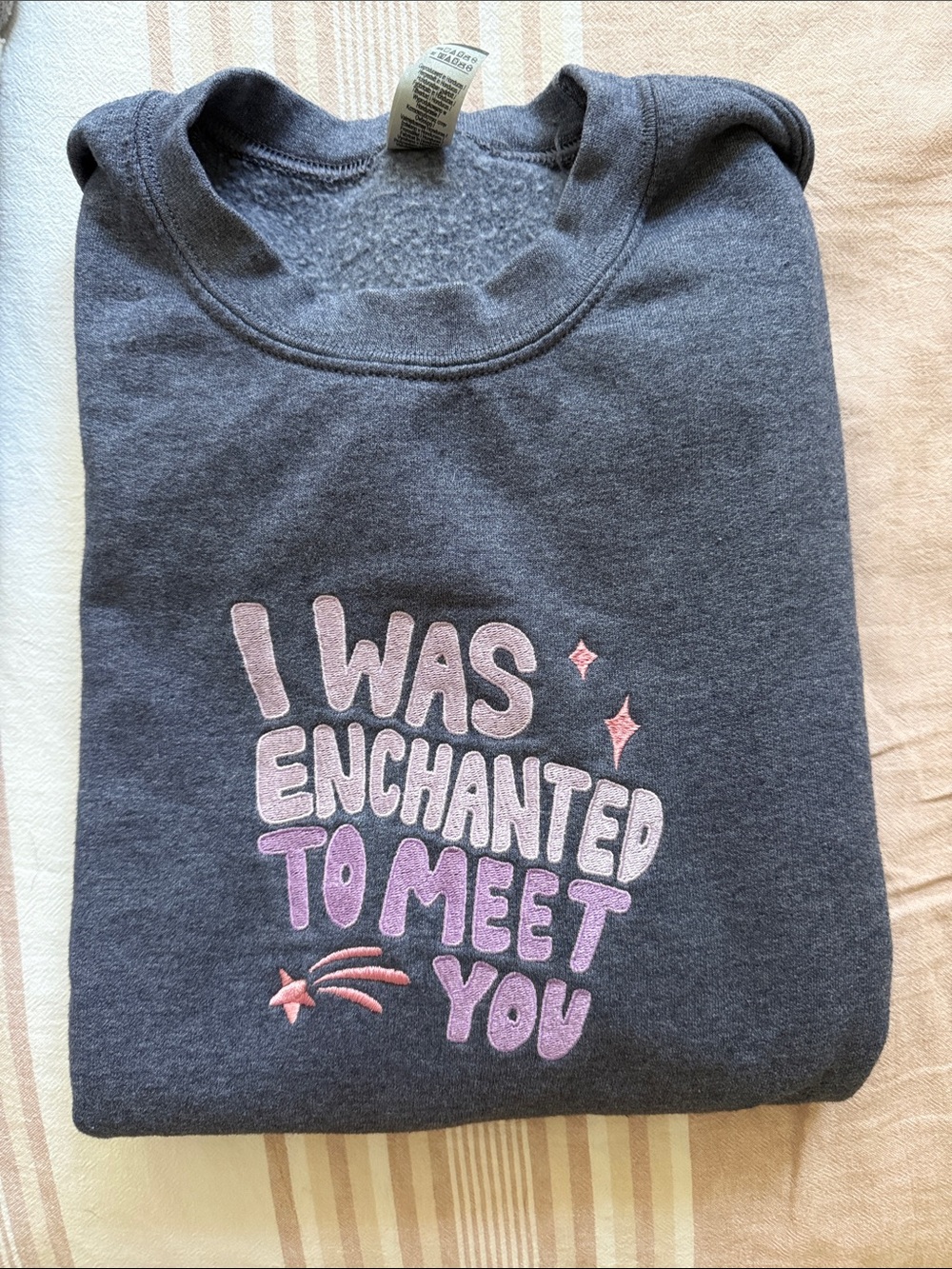 Charcoal Graphic Sweatshirt - Taylor Swift Lyrics "I Was Enchanted To Meet You"